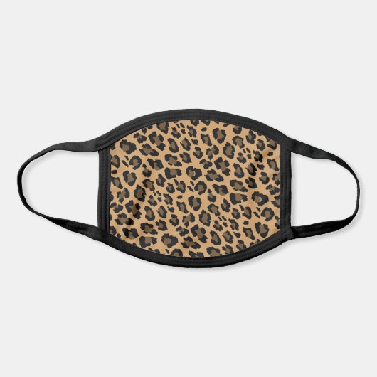 Leopard Spots Tan Brown Animal Print Pattern Face Mask (Front)