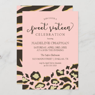 Leopard Spots & Tiger Stripes Sweet Sixteen Invitation