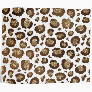 Leopard Spots Wild Animals Golden Glitter Safari 3 Ring Binder