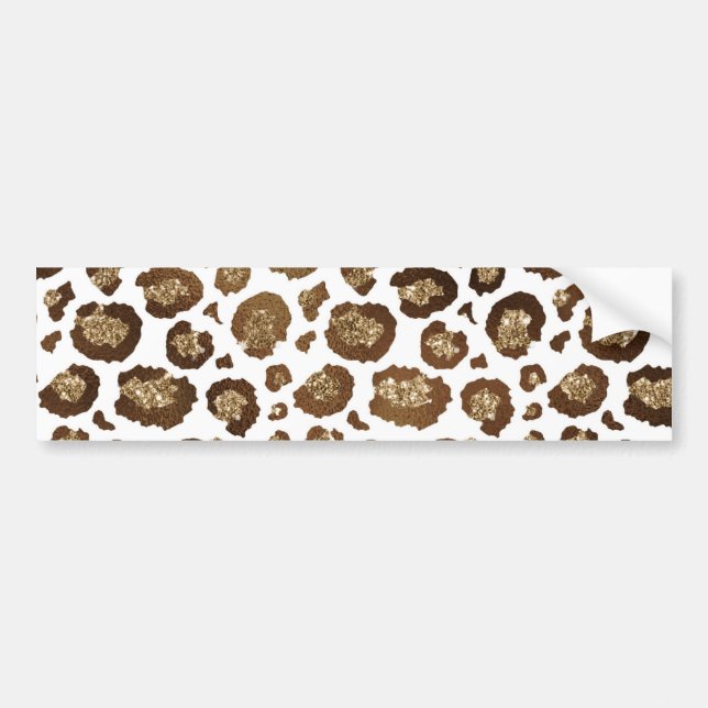 Leopard Spots Wild Animals Golden Glitter Safari Bumper Sticker (Front)
