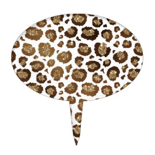 Leopard Spots Wild Animals Golden Glitter Safari Cake Topper