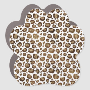 Leopard Spots Wild Animals Golden Glitter Safari Car Magnet