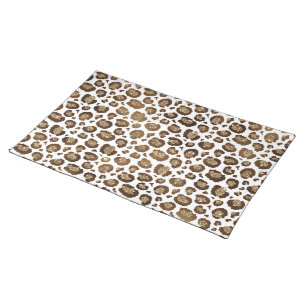 Leopard Spots Wild Animals Golden Glitter Safari Cloth Placemat
