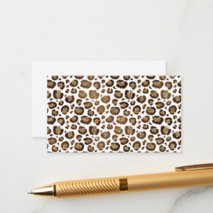 Leopard Spots Wild Animals Golden Glitter Safari Enclosure Card