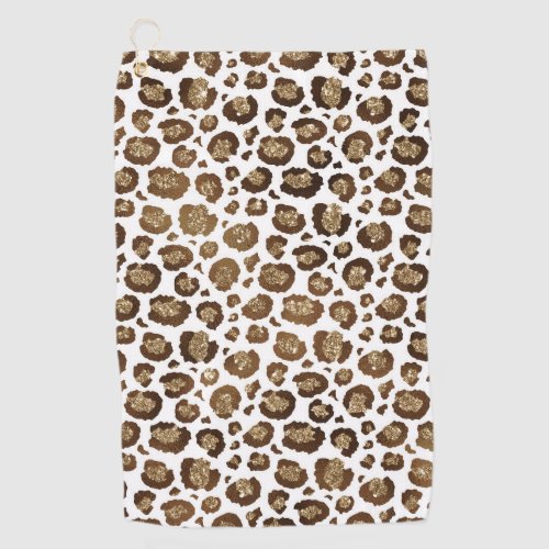 Leopard Spots Wild Animals Golden Glitter Safari Golf Towel