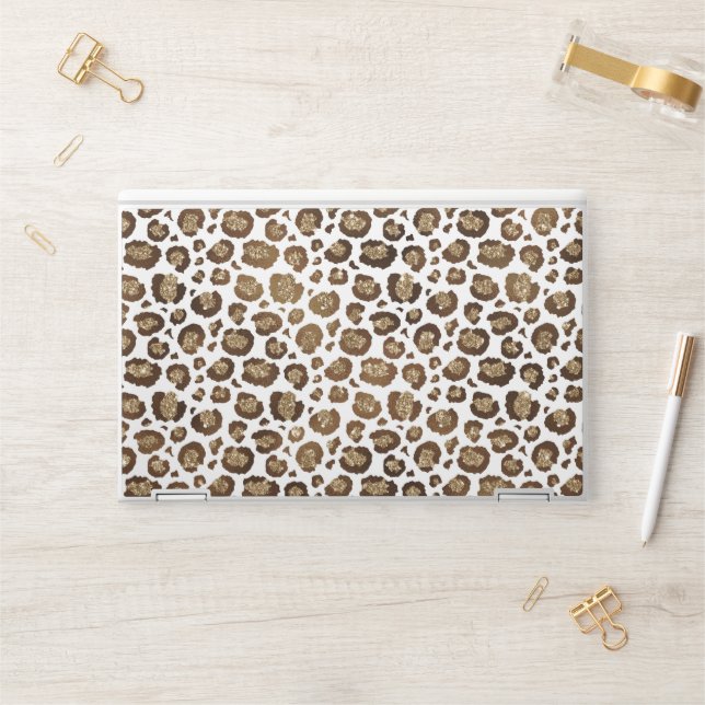 Leopard Spots Wild Animals Golden Glitter Safari HP Laptop Skin (Desk)