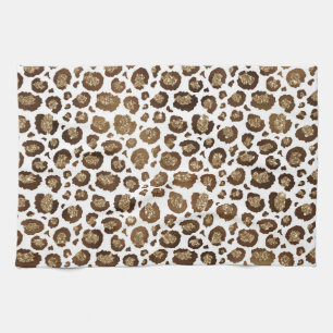 Leopard Spots Wild Animals Golden Glitter Safari Kitchen Towel