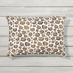 Leopard Spots Wild Animals Golden Glitter Safari Outdoor Pillow