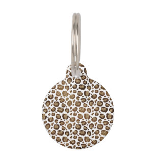 Leopard Spots Wild Animals Golden Glitter Safari Pet ID Tag