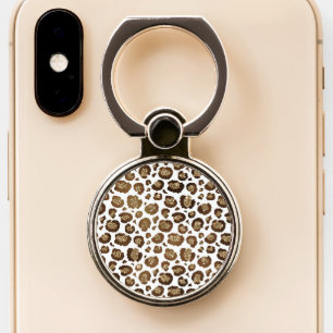 Leopard Spots Wild Animals Golden Glitter Safari Phone Ring Stand