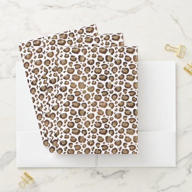 Leopard Spots Wild Animals Golden Glitter Safari Pocket Folder (In Situ)