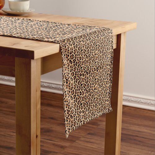 Leopard Spots Wild Cat Fur Pattern Medium Table Runner