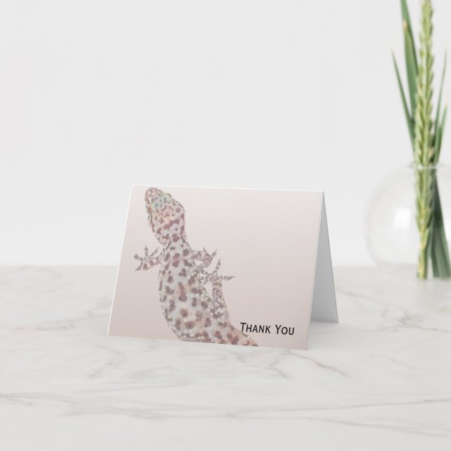 Leopard Spotted Gecko on Sand Letterpress Thank You Card (Front)
