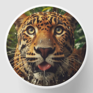 Leopard Stares While Lapping Water in Jungle Mini Candle Favors