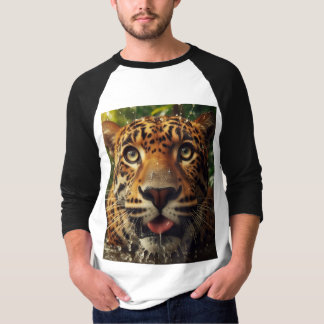 Leopard Stares While Lapping Water in Jungle  T-Shirt