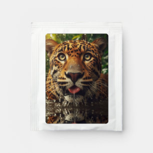 Leopard Stares While Lapping Water in Jungle  Tea Bag Drink Mix