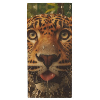 Leopard Stares While Lapping Water in Jungle Wood Flash Drive