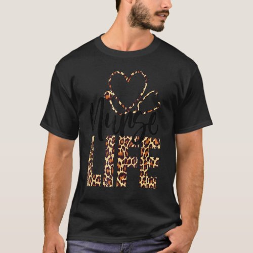 Leopard Stethoscope Nurse Life Scrub Nursing Clini T_Shirt