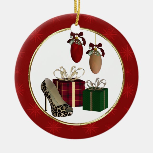 Leopard Stiletto Gifts Personalized Ornament (Front)