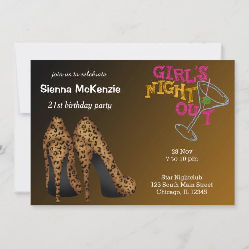 Leopard Stilettos birthday Invitation