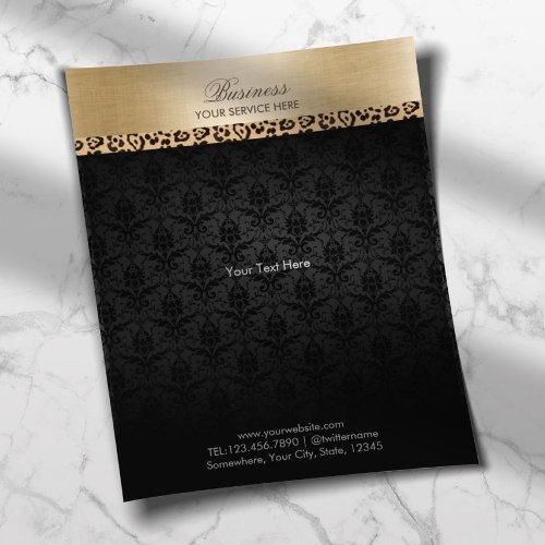 Leopard Striped Dark Damask Gold Border Salon Spa Flyer