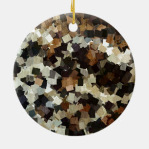 Leopard Style Brown Black Square Pattern Ceramic Ornament