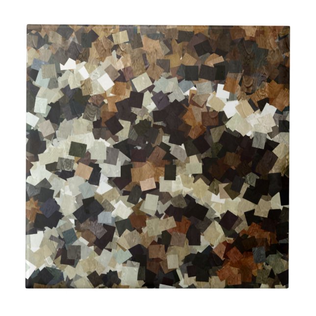 Leopard Style Brown Black Square Pattern Ceramic Tile (Front)