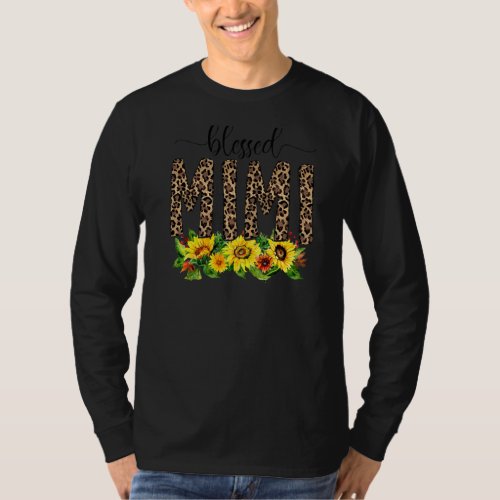 Leopard Sunflower Blessed Mimi  Mimi Mothers Day  T_Shirt