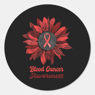 Leopard Sunflower Blood Cancer Awareness Warrior R Classic Round Sticker