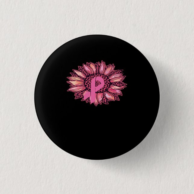 Leopard Sunflower Breast Cancer Awareness Button (Front)