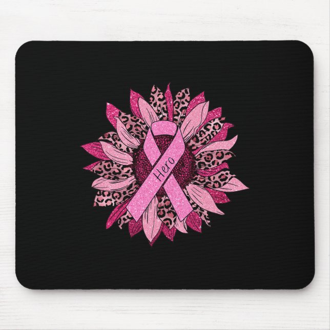 Leopard Sunflower Cheetah Breast Cancer Awareness  Mouse Pad (Front)