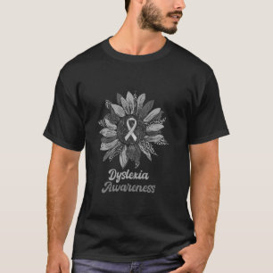 Leopard Sunflower Dyslexia Awareness Warrior Silve T-Shirt