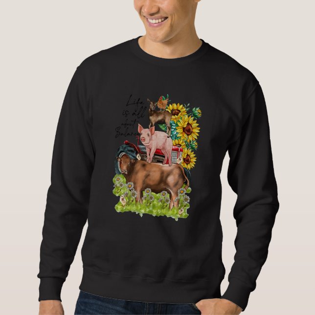 Leopard Sunflower Farm Animals Vegan Life Is About Sweatshirt (Front)