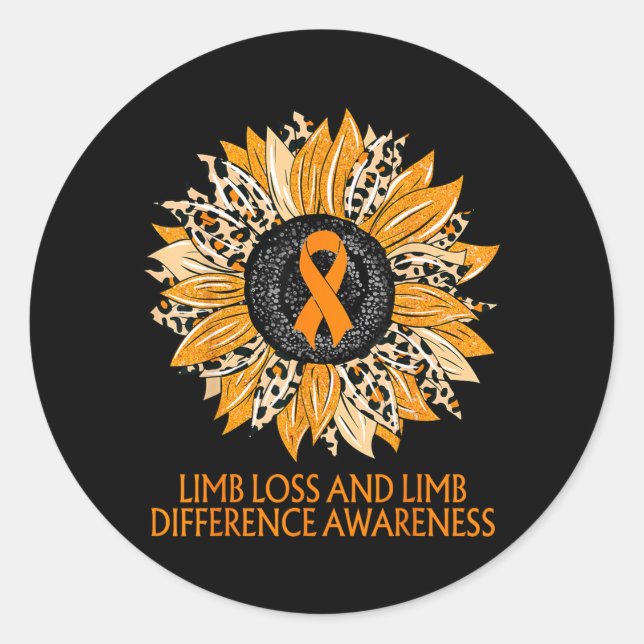 Leopard Sunflower Limb Loss and Limb Difference Classic Round Sticker (Front)