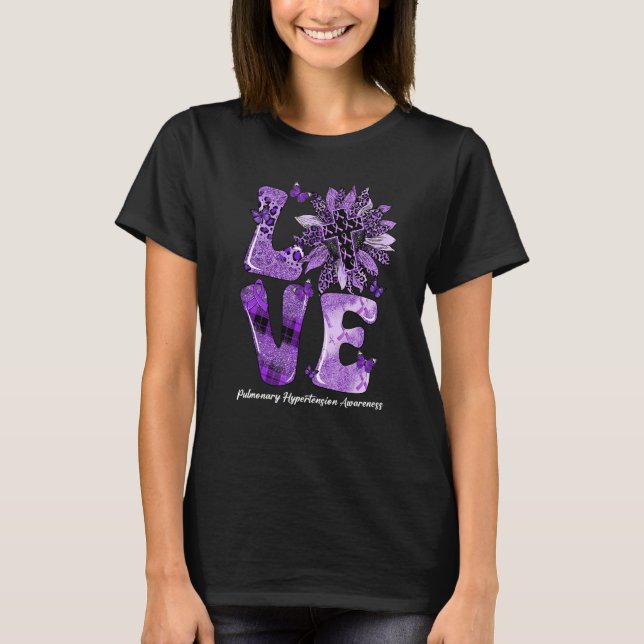 Leopard Sunflower LOVE Pulmonary Hypertension Awar T-Shirt (Front)