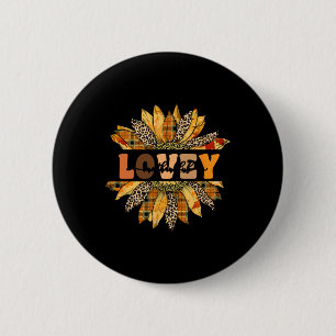 Leopard Sunflower One Thankful Lovey Fall Thanksgi Button