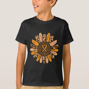 Leopard Sunflower Orange Ribbon Cancer Leukemia Aw T-Shirt