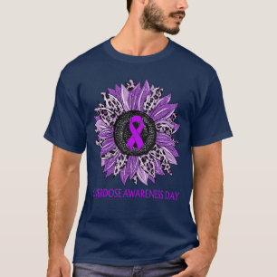 Leopard Sunflower Overdose Awareness Day Purple Ri T-Shirt