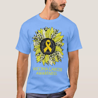 Leopard Sunflower Sarcoma Cancer Awareness Yellow T-Shirt