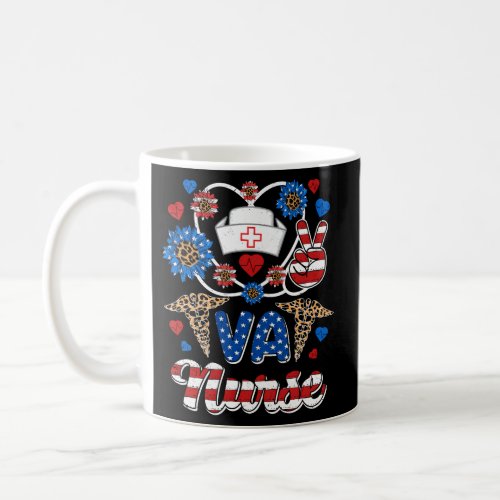 Leopard Sunflower Va Nurse American Flag 4Th Of Ju Coffee Mug