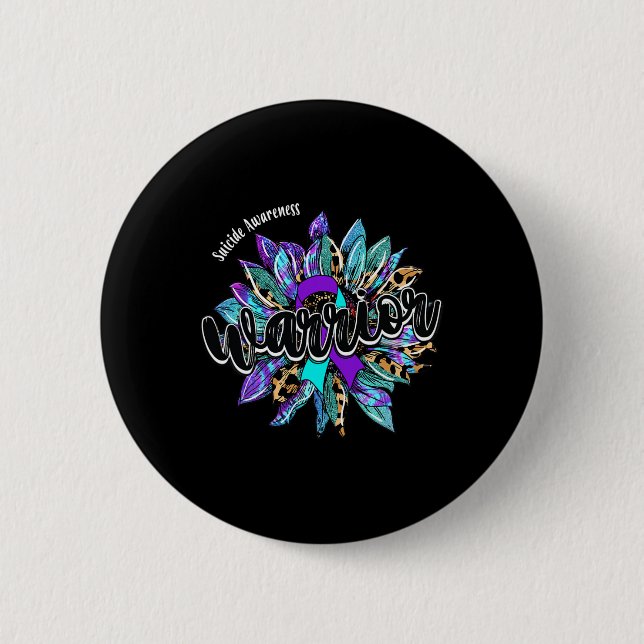 Leopard Sunflower Warrior Suicide Awareness  Button (Front)