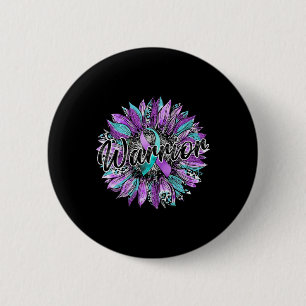 Leopard Sunflower Warrior Teal And Purple Suicide Button