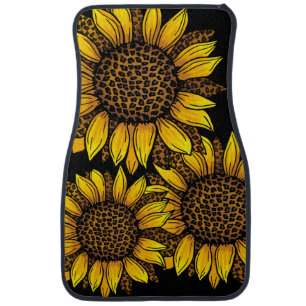 Leopard Sunflowers Car Floor Mat