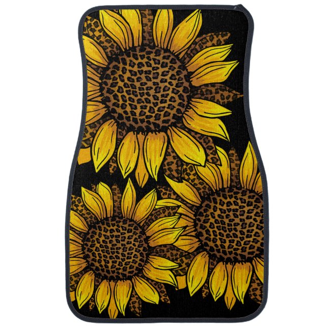 Leopard Sunflowers Car Floor Mat (Front)