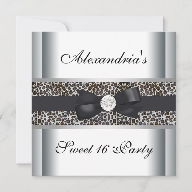 Leopard Sweet 16 Birthday Party Invitation (Front)