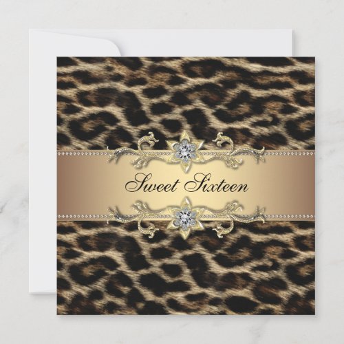 Leopard Sweet Sixteen Birthday Party Custom Announcement