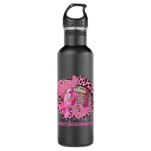 leopard tackle cancer breast cancer awareness pink stainless steel water bottle