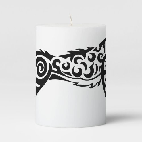Leopard Tattoo Style Design Black White Design Pillar Candle