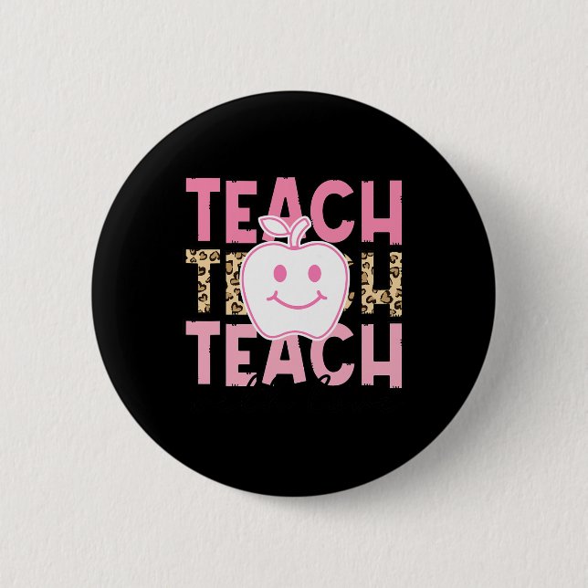 Leopard Teacher Appreciation Teach With Love Teach Button (Front)