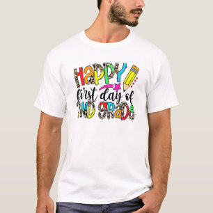 Leopard Teacher Happy First Day Of 2Nd Grade Back T-Shirt